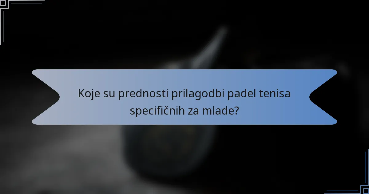 Koje su prednosti prilagodbi padel tenisa specifičnih za mlade?